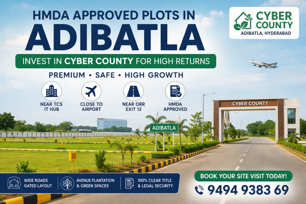 HMDA approved plots in Adibatla Cyber County near TCS ORR Exit 12 Hyderabad