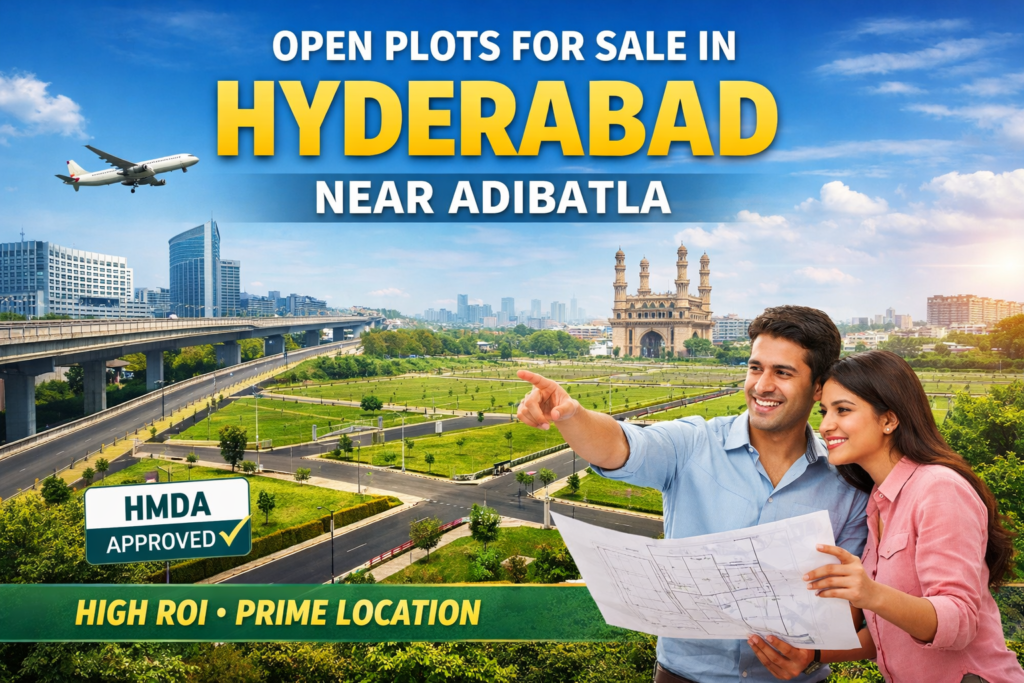 Open plots for sale in Hyderabad near Adibatla with HMDA approved layout and high ROI investment opportunity