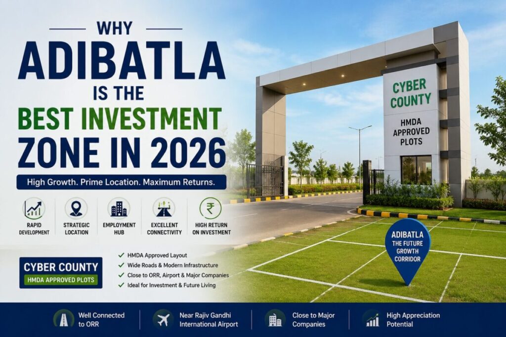 Why Adibatla Is the Best Investment Zone in 2026 - Cyber County HMDA Approved Plots