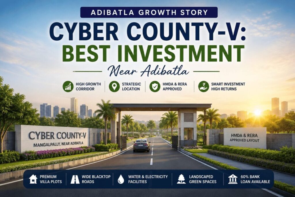 Cyber County-V HMDA & RERA approved villa plots near Adibatla, Hyderabad with excellent connectivity and high investment growth potential.