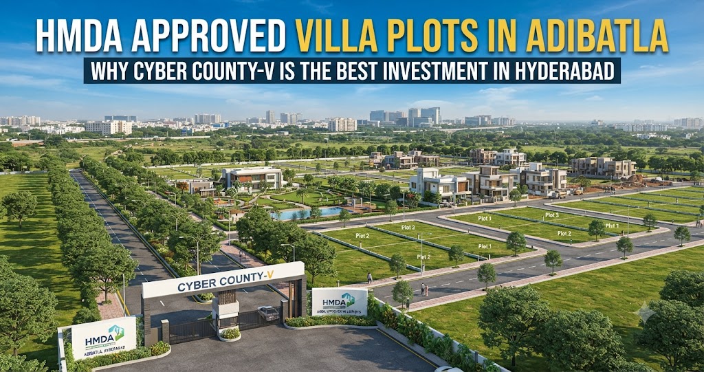 Cyber County-V offers premium HMDA & RERA Approved Villa Plots in Adibatla, Hyderabad with excellent connectivity and high appreciation potential. HMDA Approved Villa Plots in Adibatla | Cyber County-V