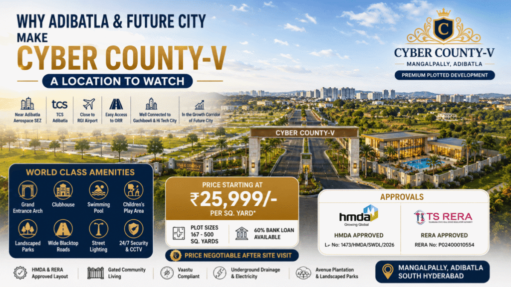 HMDA plots in Adibatla Cyber County-V Adibatla plots near Future City Hyderabad