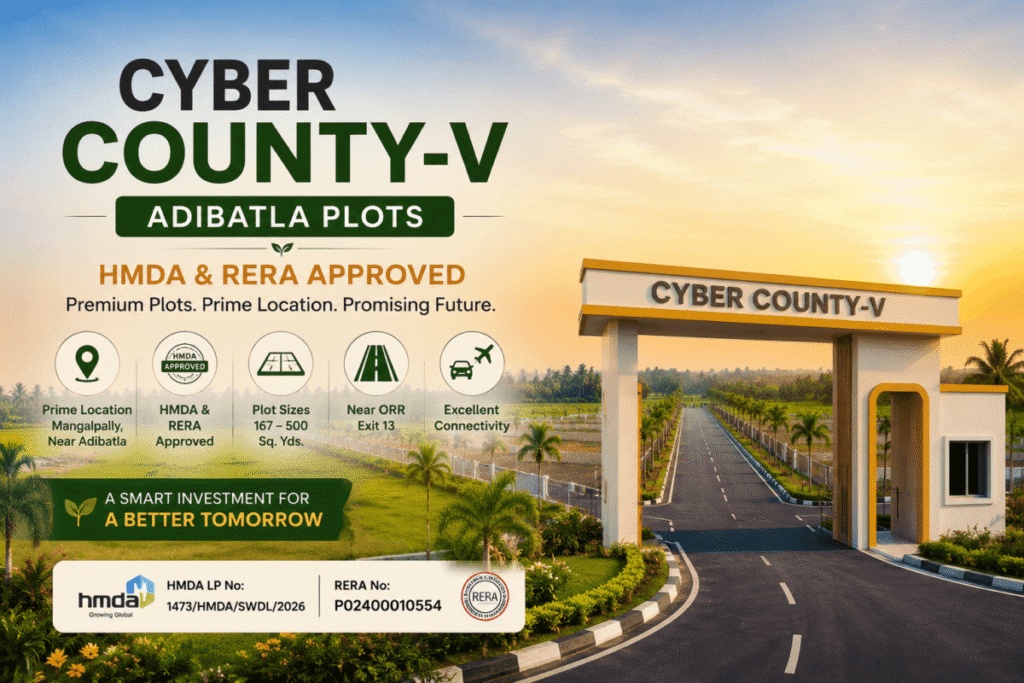 Cyber County-V Adibatla Plots | HMDA & RERA Approved Cyber County-V Adibatla plots with HMDA and RERA approval