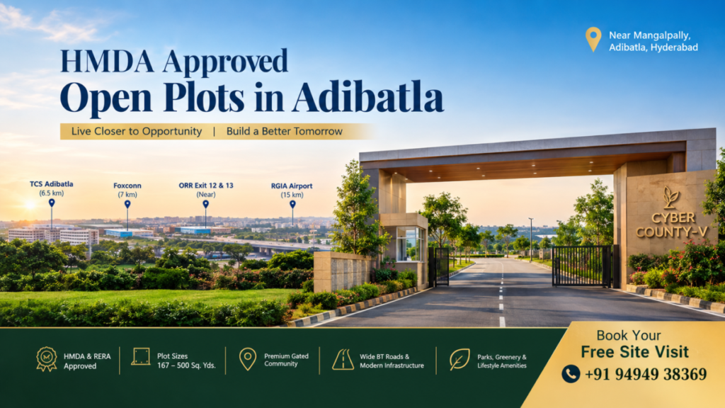 HMDA Approved Open Plots in Adibatla | Cyber County-V HMDA approved open plots in Adibatla - Cyber County-V